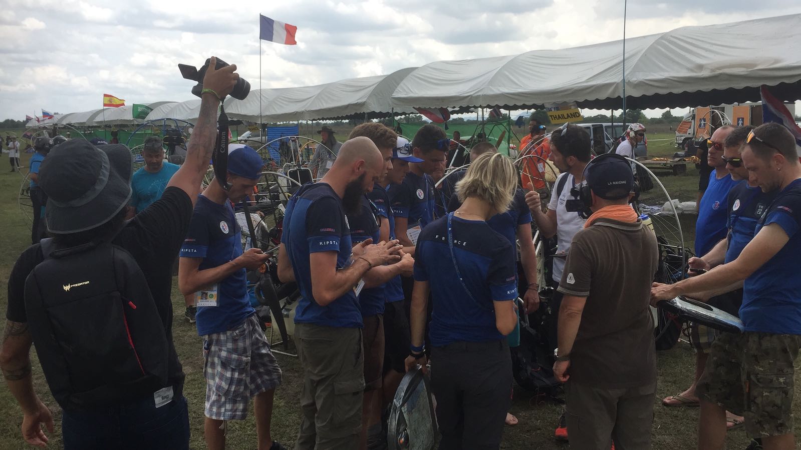 The French team under close scrutiny and being filmed